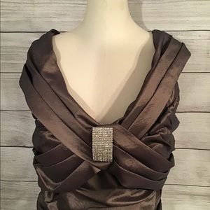 Cachet Metallic Ruched Evening Dress